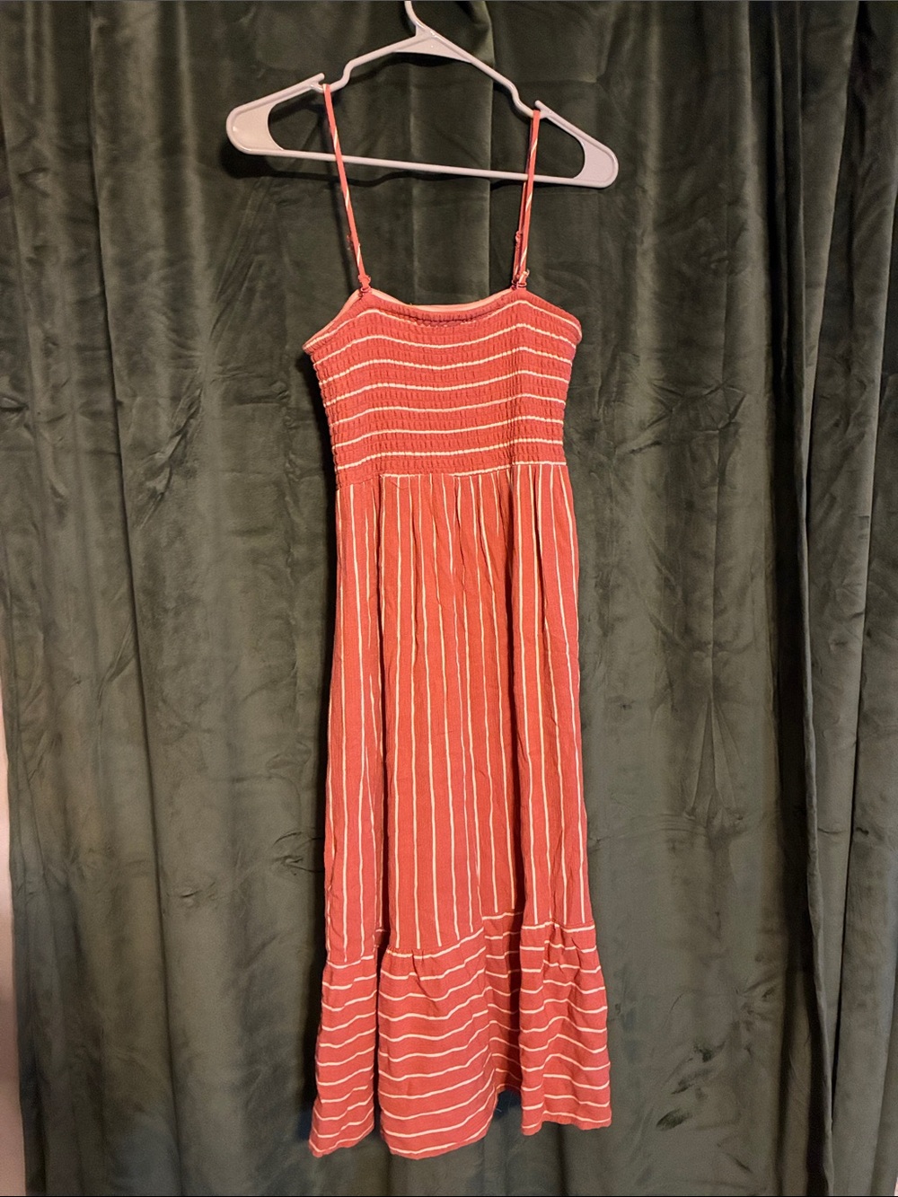 Rust Red Striped Smocked Sundress - Women